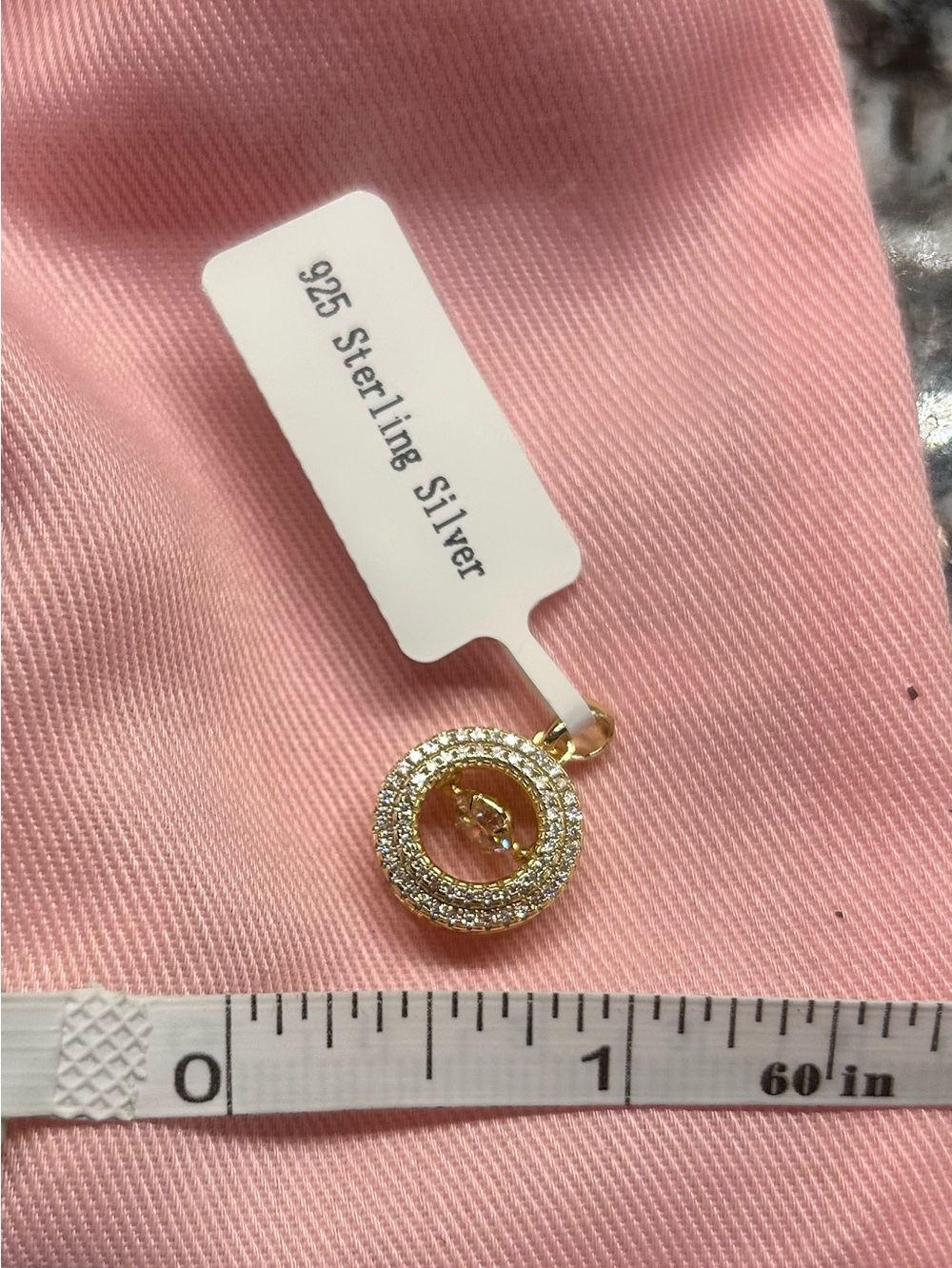 Gold over Sterling Silver floating Circular Halo Moissanite Pendant